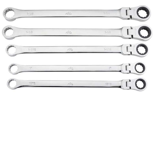 5-PC. SAE XL Flex Head Ratcheting Wrench Set – 12 pt.