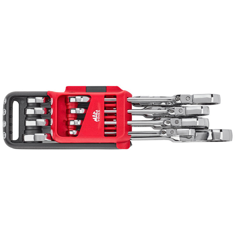 8-PC. SAE Locking Flexible-Head Ratcheting Wrench Set