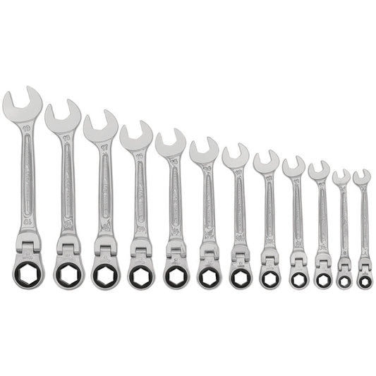 12-PC. Metric Flex-Head Ratcheting Wrench Set 6-PT.