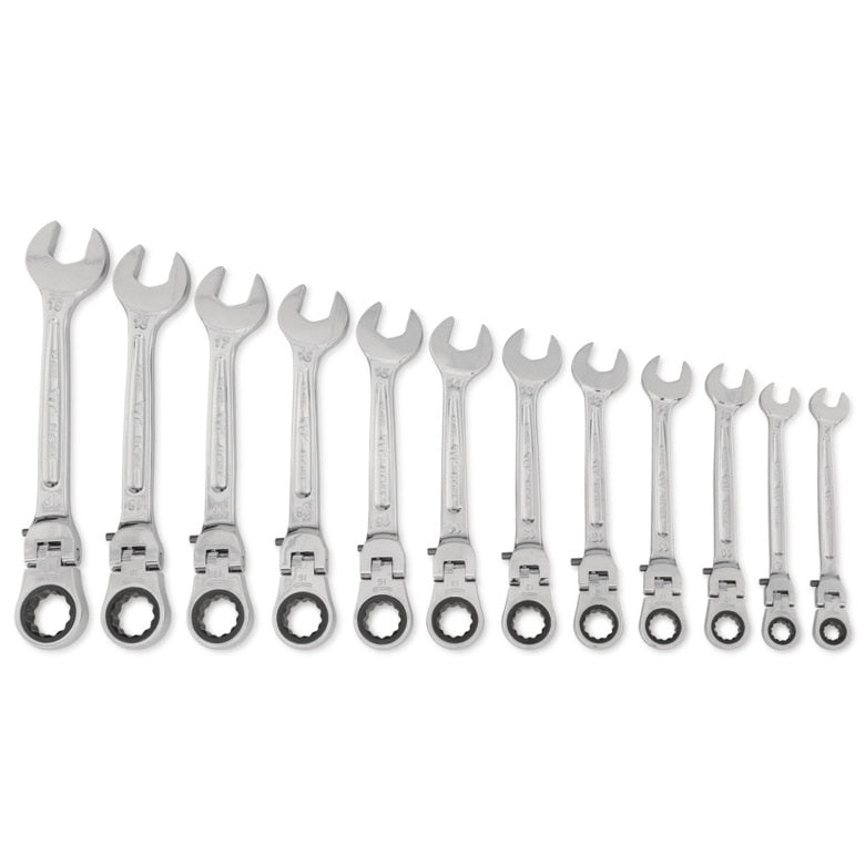 12-PC. Metric Flexible-Head Ratcheting Wrench Set - 12-PT.