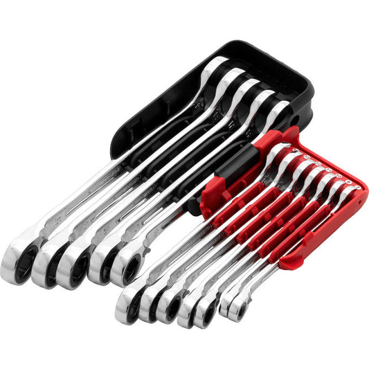 12-PC. Metric Offset Reversible Ratcheting Wrench Set - 6-PT.