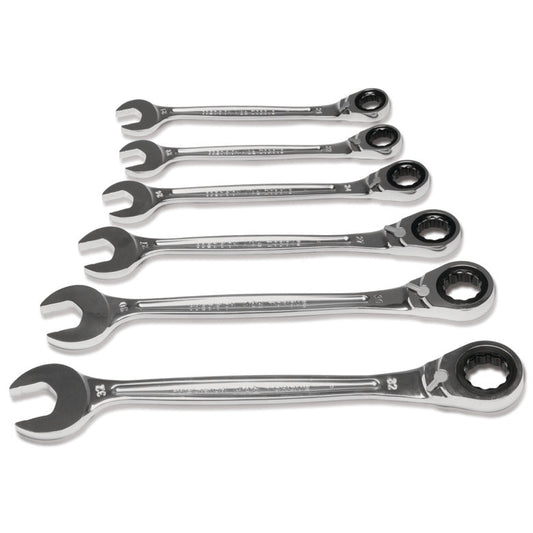 6-PC. Large Metric Reversible Ratcheting Wrench Set - 12-PT.