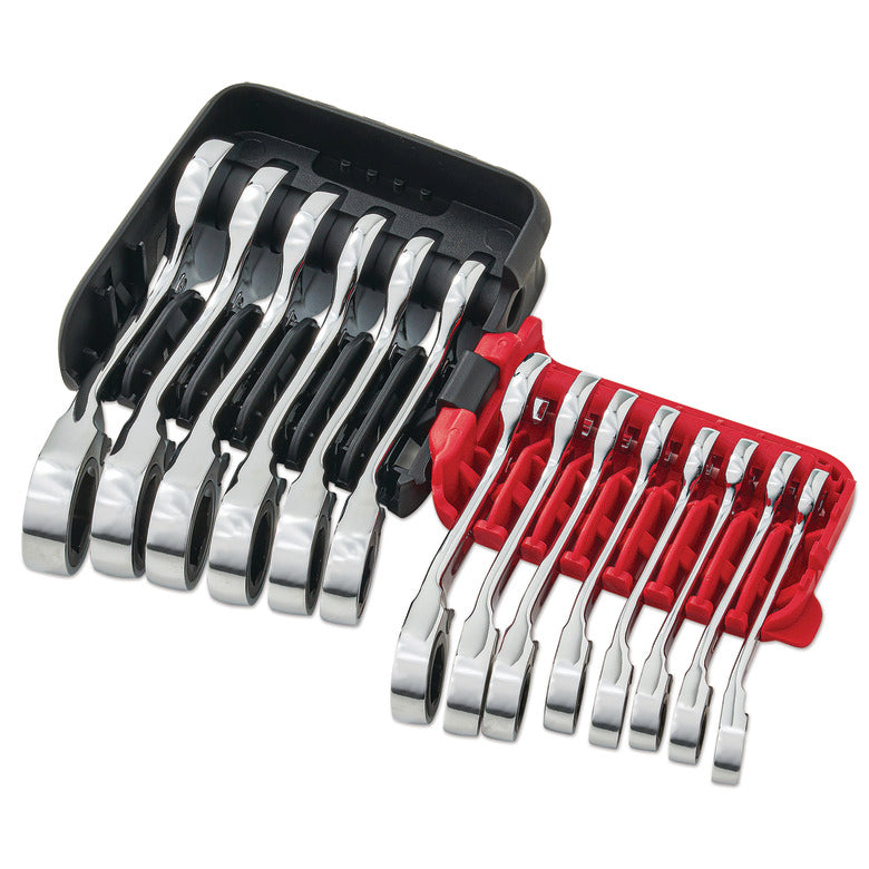 14-PC. Metric Stubby Offset Ratcheting Wrench Set - 6-PT.