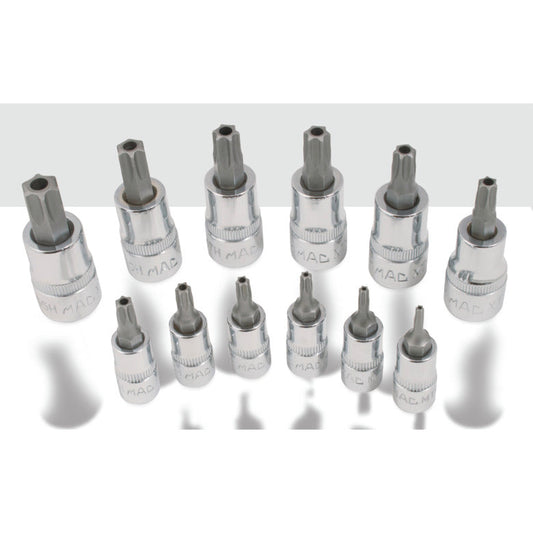 12-PC. 1/4" and 3/8" Drive Tamper-Resistant Star Driver Set