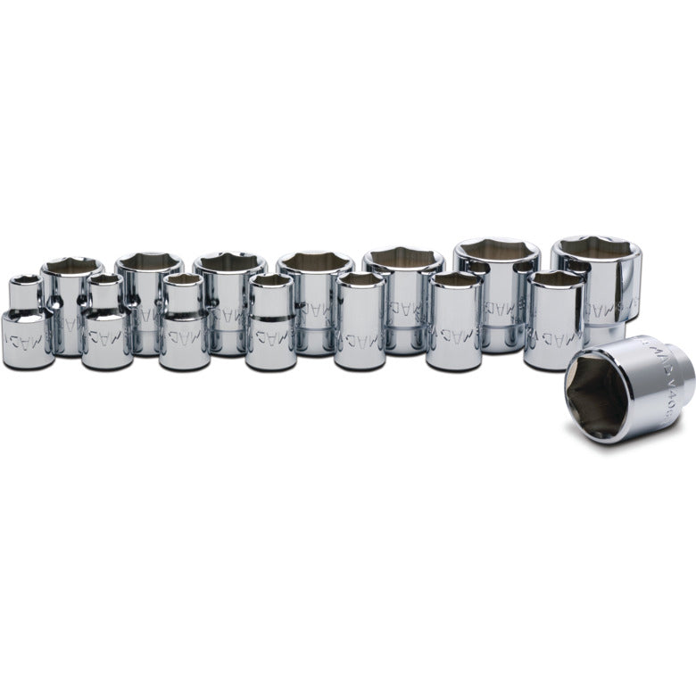 15-PC. 1/2" Drive SAE Socket Set - 6-PT.