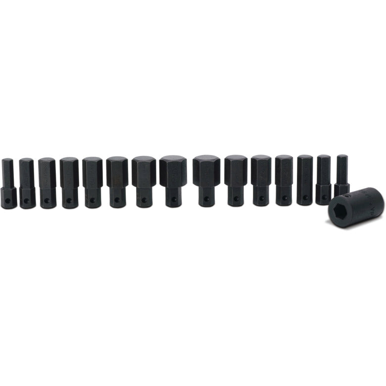 15-PC. 1/2” Drive SAE and Metric Impact Hex Insert and Driver Set