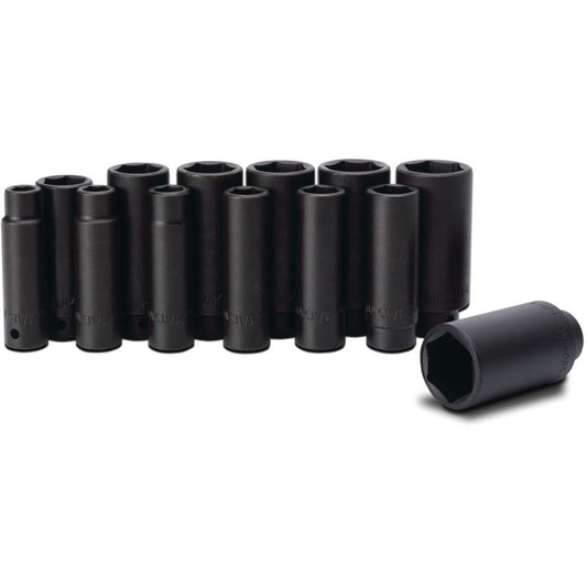 13-PC. 1/2" Drive SAE Deep Impact Socket Set - 6-PT.