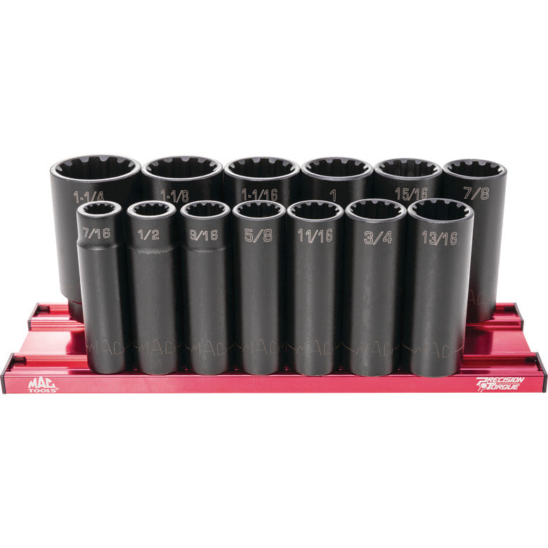 13-PC. 1/2” Drive SAE Deep Spherical Impact Socket Set