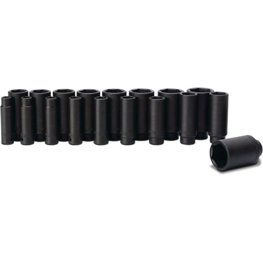 18-PC. 1/2" Drive SAE Deep Impact Socket Set - 6-PT.