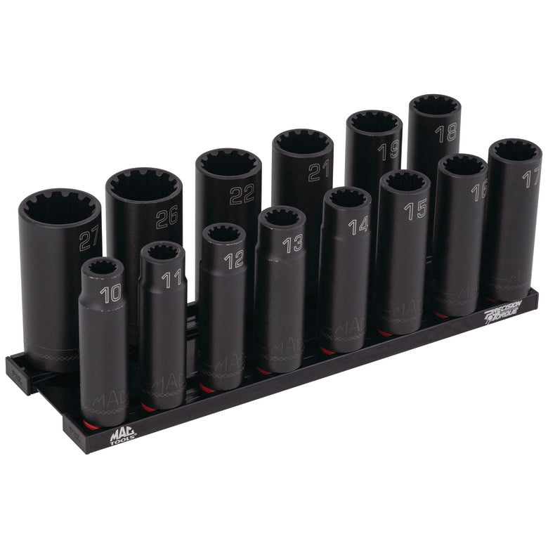 14-PC. 1/2” Drive Metric Deep Spherical Impact Socket Set