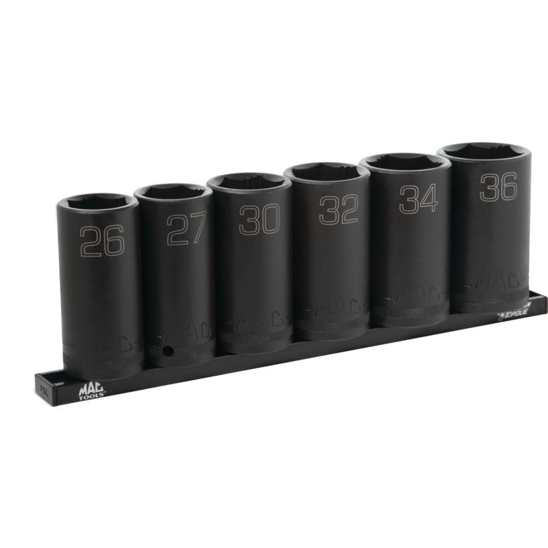 6-PC. 1/2" Drive Metric Deep Impact Socket Set - 6-PT.