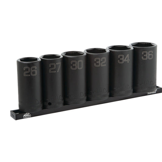 6-PC. 1/2" Drive Metric Deep Impact Socket Set - 6-PT.