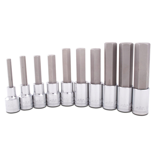 10-PC. 1/2" Drive Metric Hex Driver Set