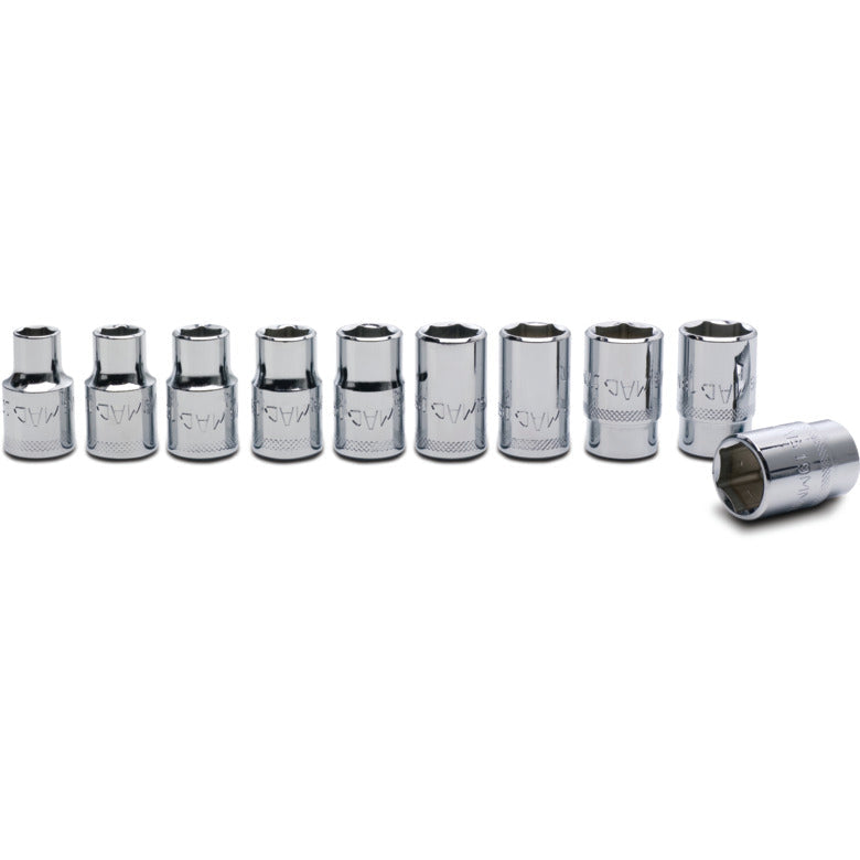 10-PC. 1/2" Drive Metric Socket Set - 6-PT.