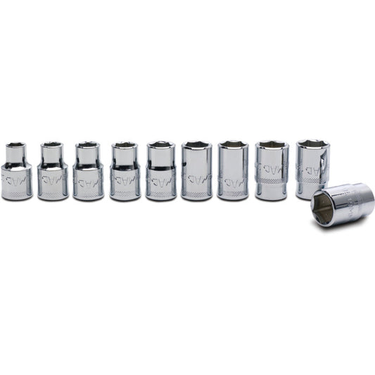 10-PC. 1/2" Drive Metric Socket Set - 6-PT.