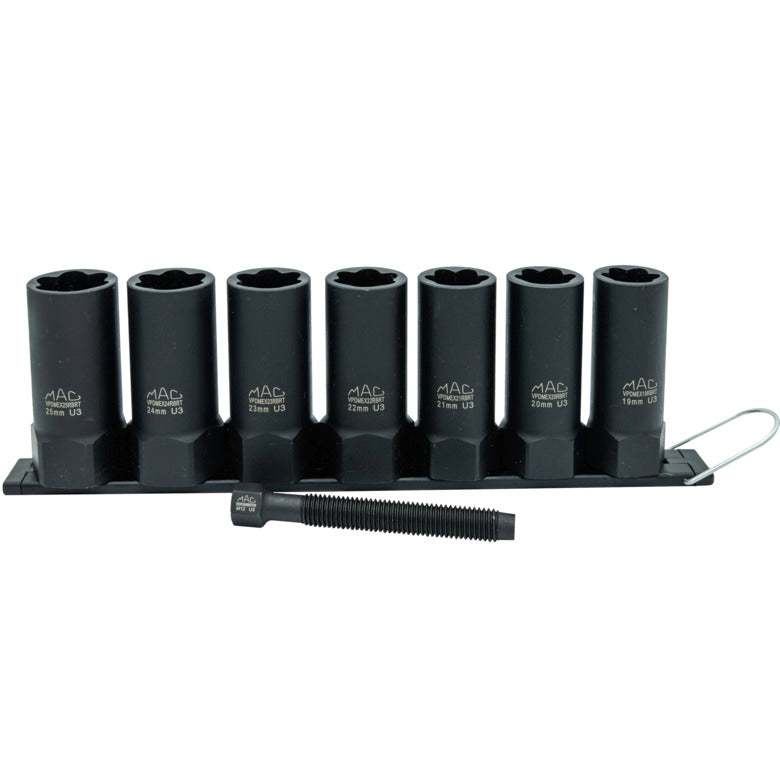 7-PC. 1/2" Drive R.B.R.T™ Metric Impact Foreign Object Removal (FOR) Deep Extractor Socket Set