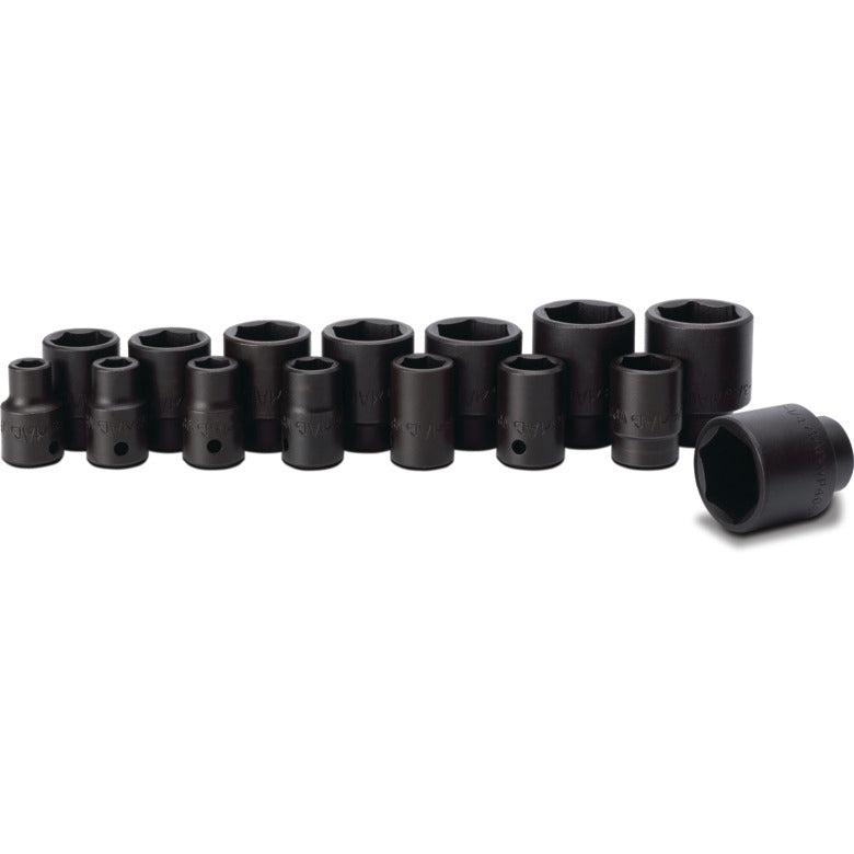 15-PC. 1/2" Drive SAE Impact Socket Set - 6-PT.
