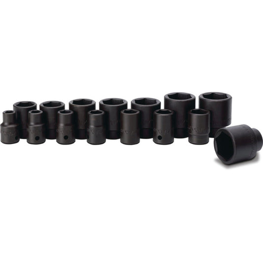 15-PC. 1/2" Drive SAE Impact Socket Set - 6-PT.