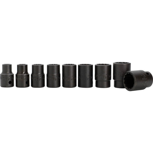 9-PC. 1/2" Drive SAE Impact Socket Set - 12-PT.