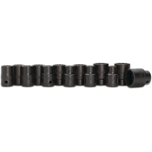 13-PC. 1/2" Drive Metric Impact Socket Set - 12-PT.