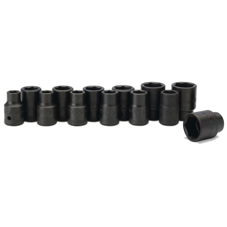 13-PC. 1/2" Drive Metric Impact Socket Set - 6-PT.