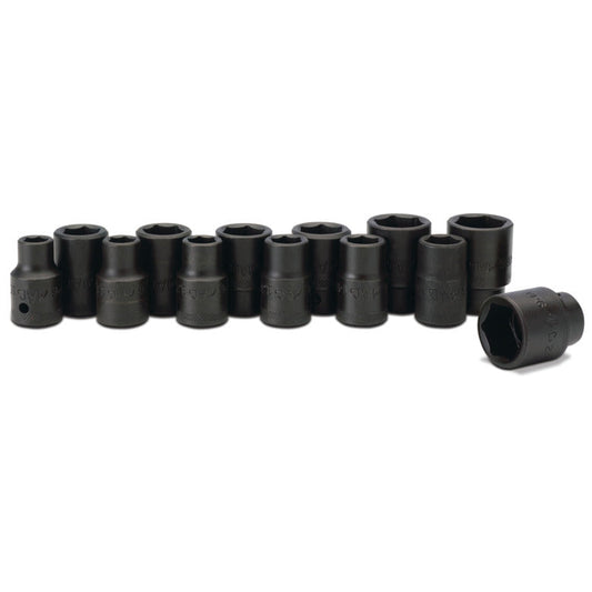 13-PC. 1/2" Drive Metric Impact Socket Set - 6-PT.
