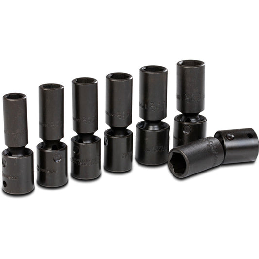 7-PC. 1/2" Drive Metric Deep Impact Universal Socket Set - 6-PT.