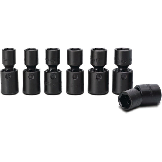 7-PC. 1/2" Drive Metric Universal Impact Socket Set - 6-PT.