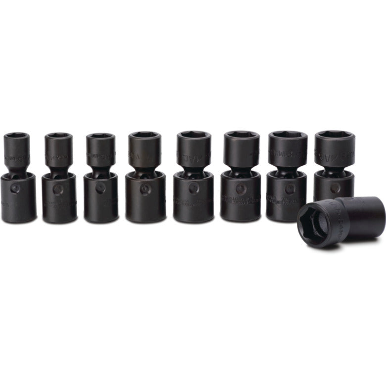 9-PC. 1/2" Drive Metric Impact Universal Socket Set - 6-PT.