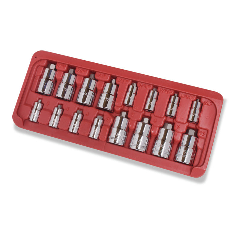 16-PC. 1/4" and 3/8" Drive Stubby Hex Driver Set