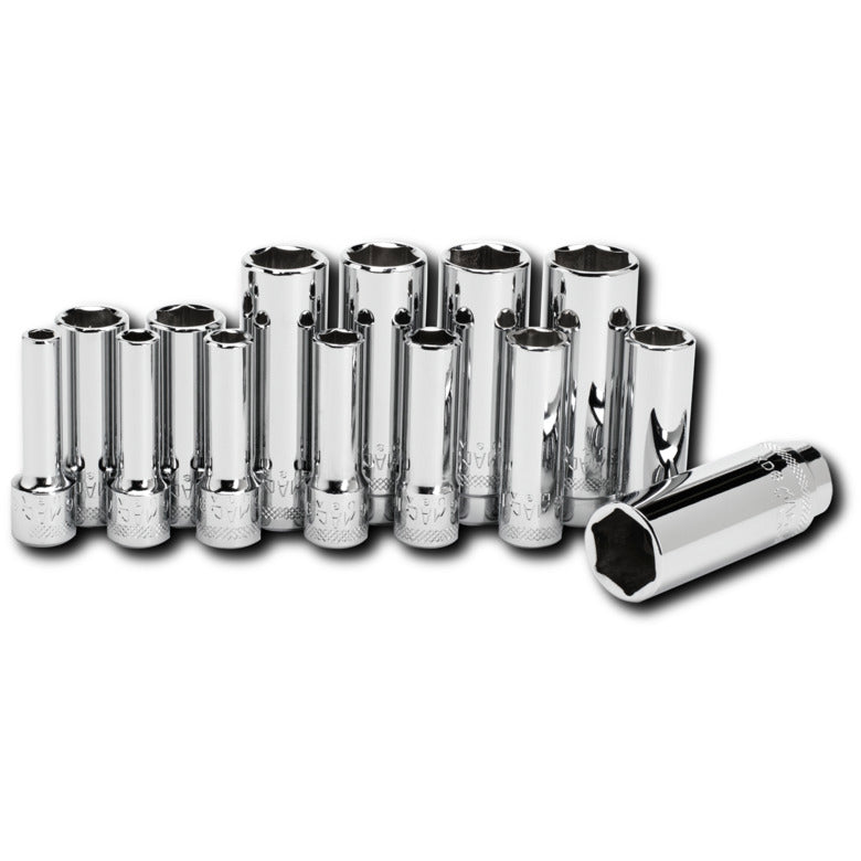 14-PC. 3/8" Drive Metric Deep Socket Set - 6-PT.