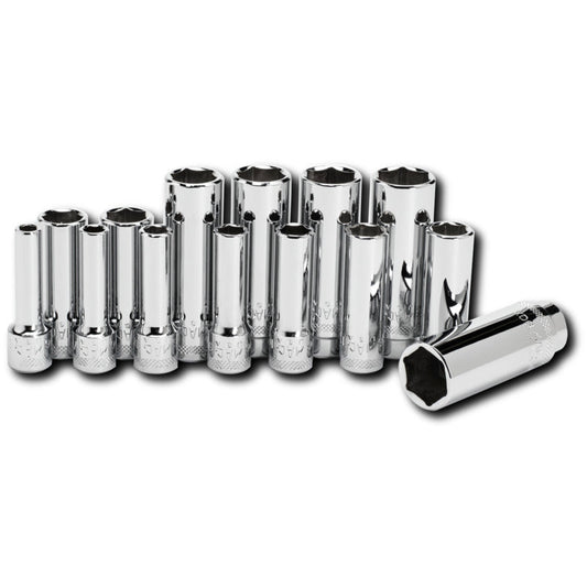 14-PC. 3/8" Drive Metric Deep Socket Set - 6-PT.