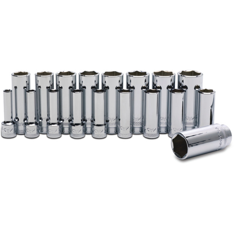 18-PC. 3/8" Drive Metric Deep Socket Set - 6-PT.