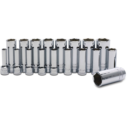 18-PC. 3/8" Drive Metric Deep Socket Set - 6-PT.