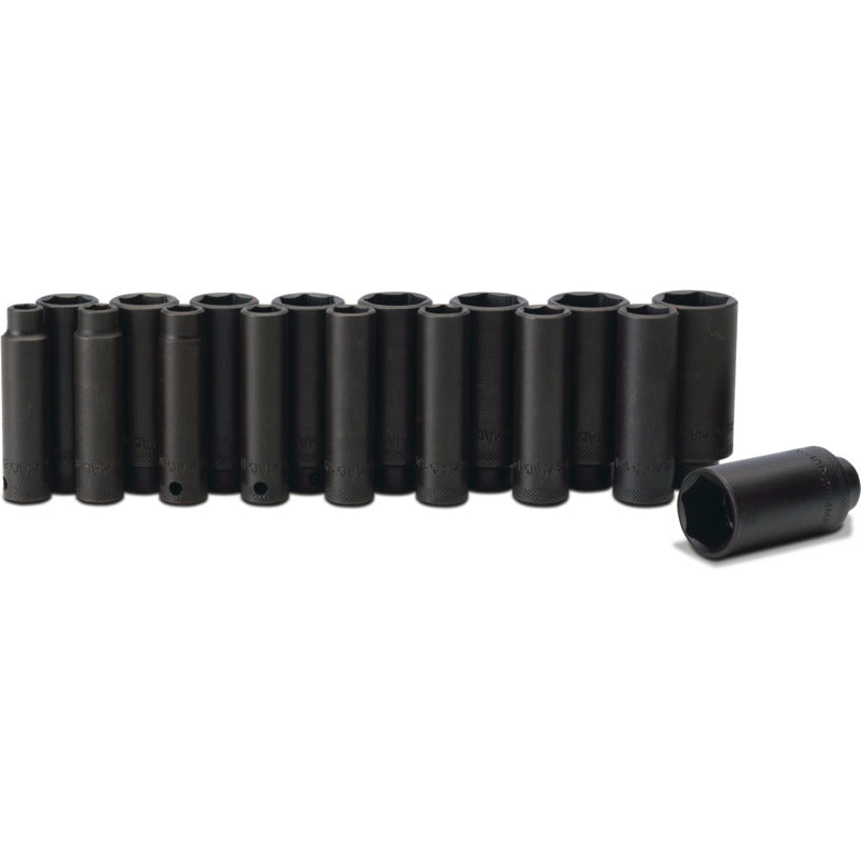 17-PC. 3/8" Drive Metric Deep/Extra-Deep Impact Socket Set - 6-PT.