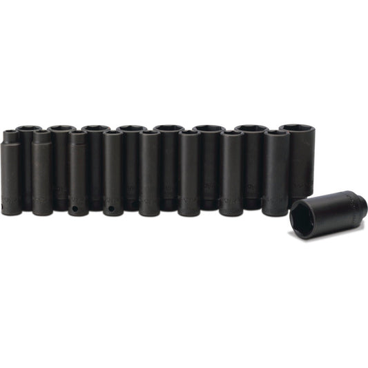 17-PC. 3/8" Drive Metric Deep/Extra-Deep Impact Socket Set - 6-PT.