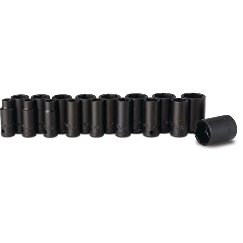 17-PC. Metric Intermediate Impact Socket Set - 6-PT.