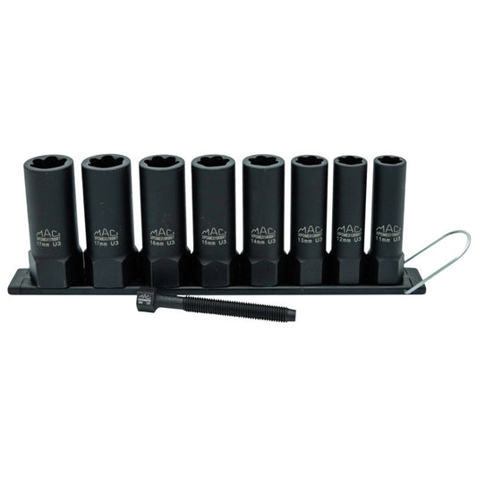 8-PC. 3/8" Drive R.B.R.T™ Metric Impact Foreign Object Removal (FOR) Deep Extractor Socket Set