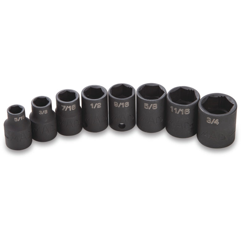 8-PC. 3/8" Drive SAE Impact Socket Set - 6-PT.