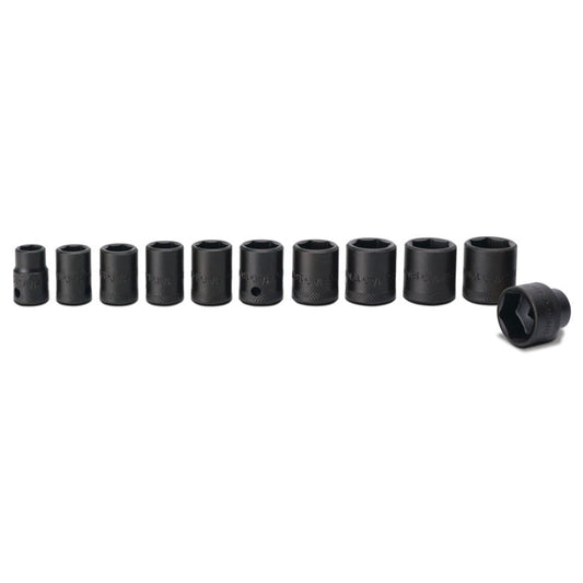 11-PC. 3/8" Drive Metric Impact Socket Set - 6-PT.