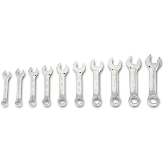 10-PC. Metric Knuckle Saver™ Stubby Combination Wrench Set - 12-PT.