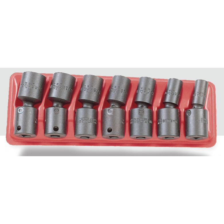 7-PC. 3/8" Drive SAE Deep Universal Impact Socket Set - 12-PT.