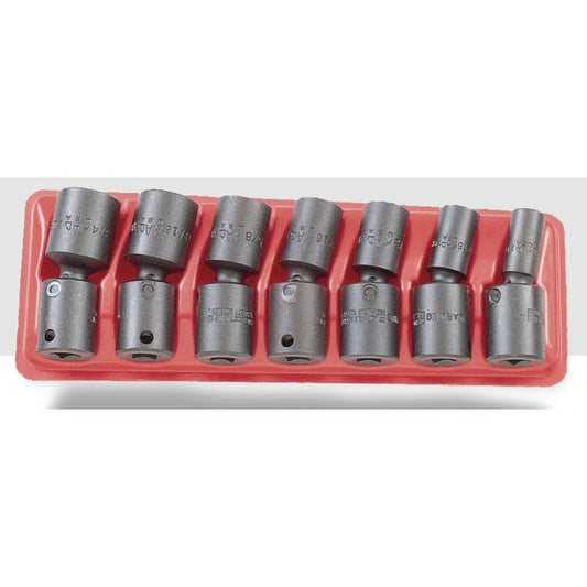 7-PC. 3/8" Drive SAE Deep Universal Impact Socket Set - 12-PT.