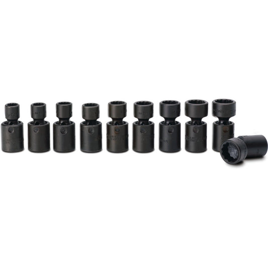 10-PC. 3/8" Drive Metric Impact Universal Socket Set - 12-PT.
