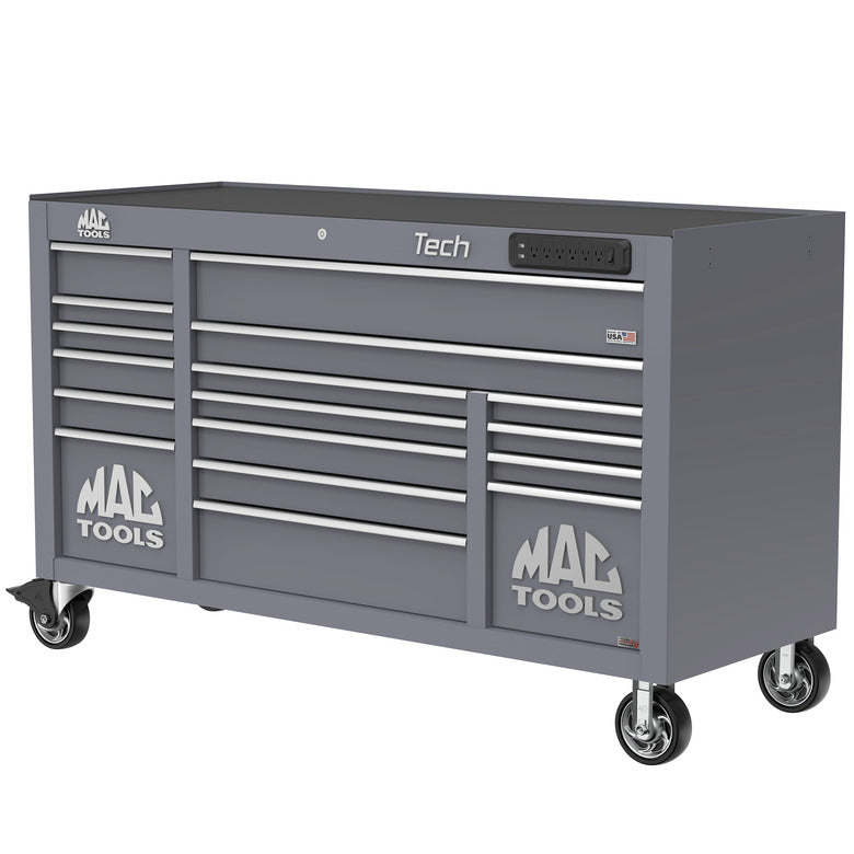 Tech™ Series 16-Drawer Workstation with PowerTech™ Drawer - Carbon Gray