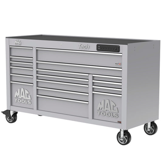 Tech™ Series 16-Drawer Workstation with PowerTech™ Drawer - Mica Gray