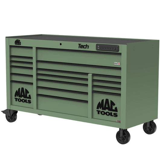 Tech™ Series 16-Drawer Workstation with PowerTech™ Drawer - Olive Green