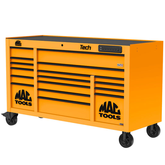 Tech™ Series 16-Drawer Workstation with PowerTech™ Drawer - Fireball Orange