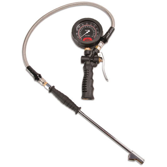 Analog Tire Inflator Gauge with 14" Extended Chuck
