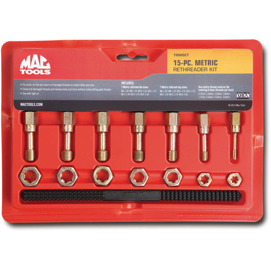 15-PC. Metric Rethreader Tap, Die, and File Set